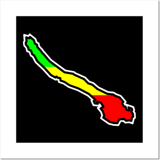 Galiano Island Silhouette in Rastafarian Flag Colours - Rasta Pattern - Galiano Island Posters and Art